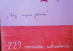 Praca plastyczna na temat rocznicy uchwalenia Konstytucji 3 Maja uczennicy z klasy 6a, Agnieszki Mikołajczyk