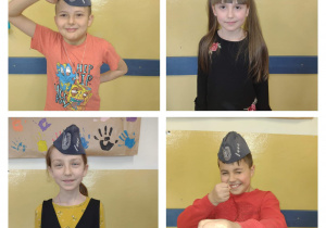 4 zdjęcia uczniów w czapce