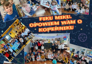 Kolaż zdjęć prezentujących działania związane z obchodami 550 rocznicy urodzin Mikołaja Kopernika