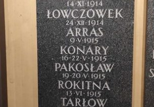 Tablice z nazwami bitew stoczonych przez Legiony Piłsudskiego