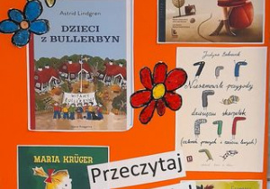Plakaty polecające książki do czytania wykonane przez klasy 6a i 2b